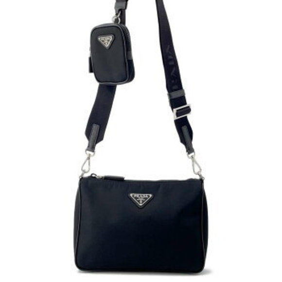 Prada Shoulder Bag Pouch Nylon Crossbody Black - Picture 1 of 8